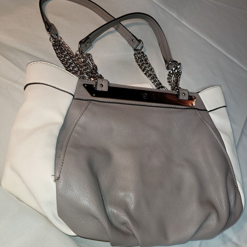 Jennifer Lopez Shoulder Purse 2 Tone Grey/ivory Super Soft Good For Travel